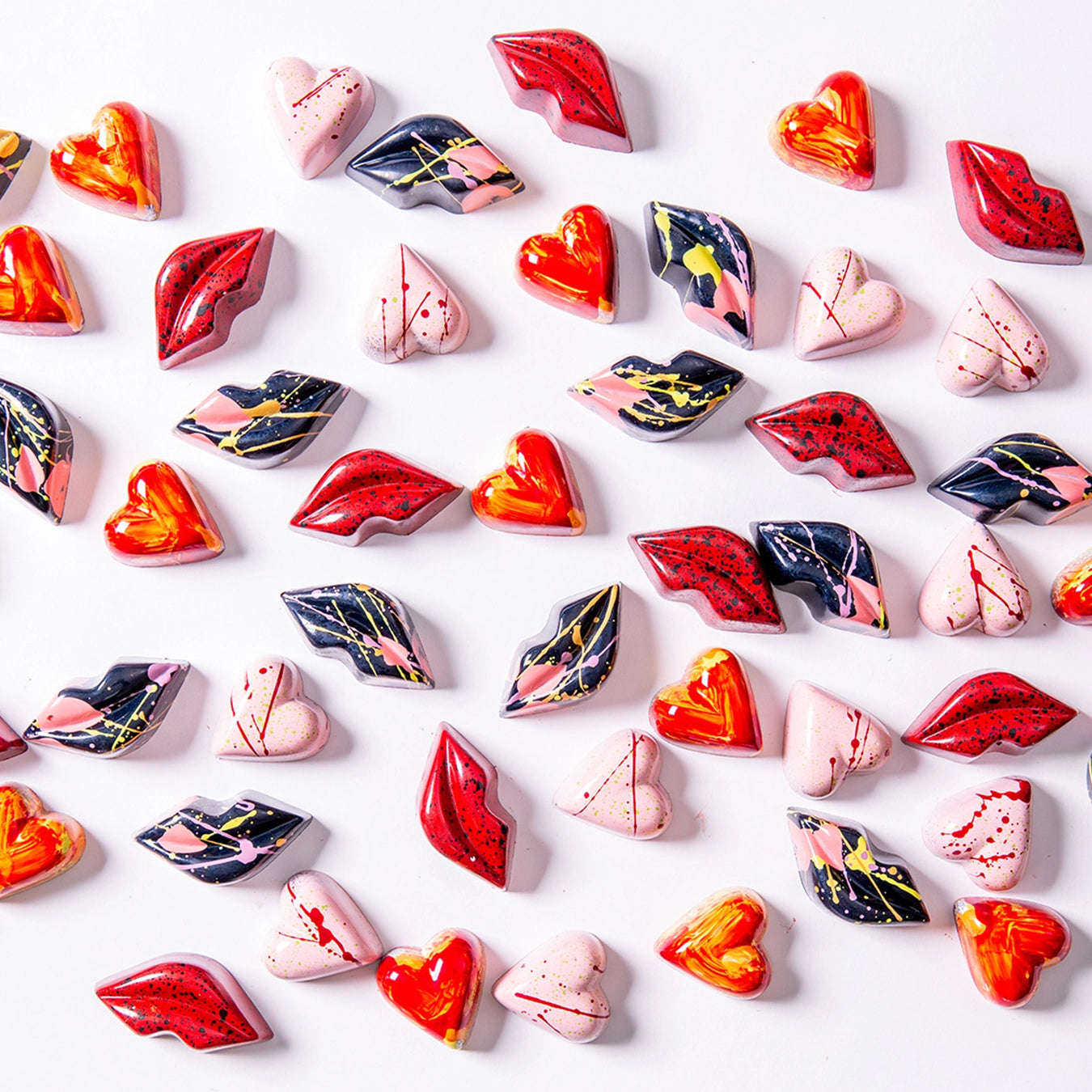 Valentinstag 5 Pralinen Herzen &amp; Lippen